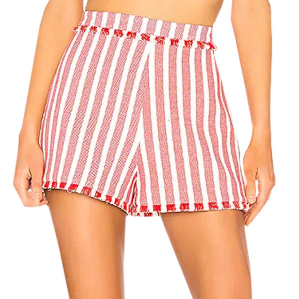 Alexis Red and White Striped High-Waist Shorts